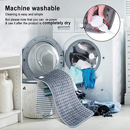 30 x 60cm Almohadilla Elèctrica de Calefacción MaxKare Función de Apagado Automático Configuración de Temperatura de 6 Engranajes el Calefactora Rápido Superficie Suave Manta Electrica (Gris)