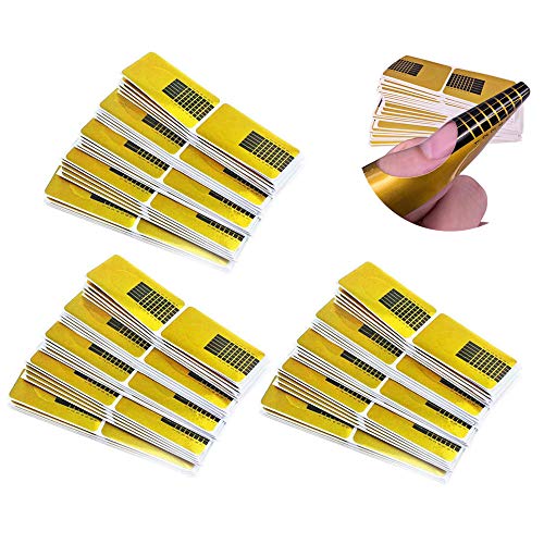 300 Piezas Oro Bandeja de Papel de Manicura,Pegatinas Moldes Guías Uñas Dorados Auto Adhesiva Plantillas de Papel uñas,Convenientes para los Accesorios de la Herramienta del Remiendo del clavo