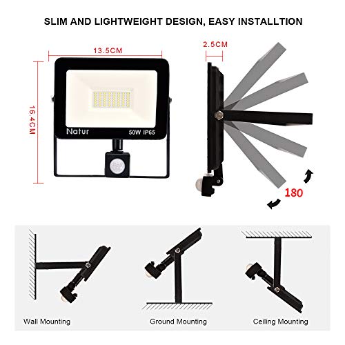 30W Foco LED con Sensor de Movimiento, Proyector Led Exterior Super Brillante 6000K Blanco Frío Foco LED Detector IP65 Impermeable para Jardín, Patio, Garaje [Clase de eficiencia energética A++]