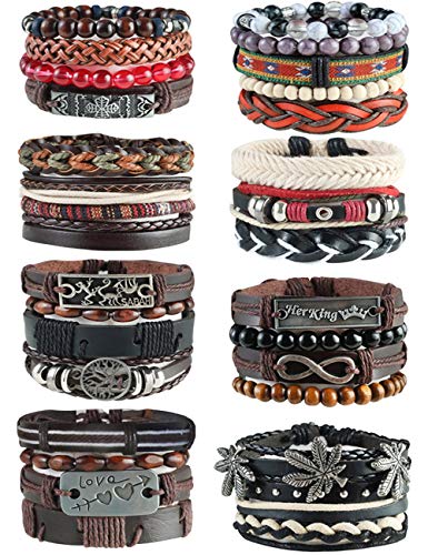 31 Piezas Étnico Tribal Pulsera Pulseras Cuero para Hombre Mujer Amistad Trenzado Manual De Bohemia De Madera del Grano Pulseras Etnica Tibetana Ajustable Cáñamo Pulseras Hombres Mujeres Unisex