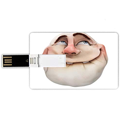 32GB Forma de tarjeta de crédito de unidades flash USB Humor Estilo de tarjeta de banco de Memory Stick Comics Fun Meme Face Online Gestos de redes sociales Mocking Head Artsy Picture,Multi, Pluma imp