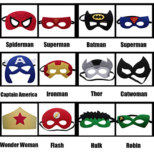 35 Piezas Máscaras de Superhéroe, Accesorio de Fiesta Infantil y Adultos, Máscaras de Cosplay de Superhéroe, Suministros de Fiesta de Superhéroes