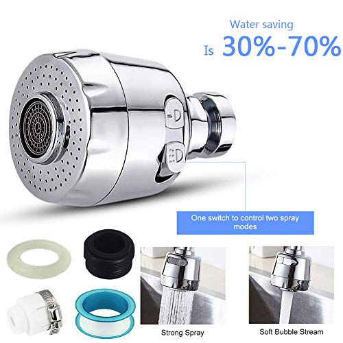 360 ° Giratorio Agua Ahorro Grifo, BETOY Grifo Pulverizador de Tres Engranajes Ajustable Filtro Agua Ahorro Grifo Difusor Accesorios de Cocina Baño, Adecuado para 18-22 mm