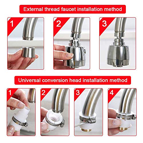 360 ° Giratorio Agua Ahorro Grifo, BETOY Grifo Pulverizador de Tres Engranajes Ajustable Filtro Agua Ahorro Grifo Difusor Accesorios de Cocina Baño, Adecuado para 18-22 mm