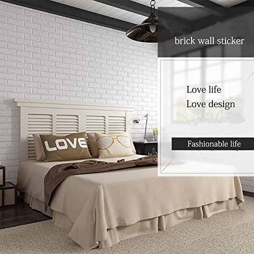 3D Ladrillo Pegatina Pared,Papel Pintado Ladrillo Blanco 3d,Paneles de Pared,DIY Autoadhesivo Etiqueta de Pared Decoración para Cuarto de Baño,TV fondo,Sala de Estar y Cocina 60x60cm (20)