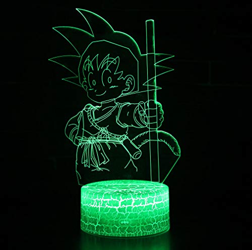 3D Lámpara óptico Illusions Luz Nocturna, CKW 7 Colores Cambio de Botón Táctil y Cable USB para Cumpleaños, Navidad Regalos de Mujer Bebes Hombre Niños Amigas (Dragon ball 10)
