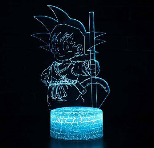 3D Lámpara óptico Illusions Luz Nocturna, CKW 7 Colores Cambio de Botón Táctil y Cable USB para Cumpleaños, Navidad Regalos de Mujer Bebes Hombre Niños Amigas (Dragon ball 10)