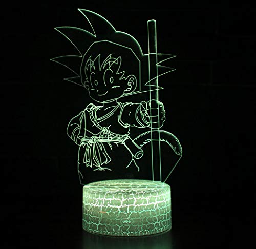 3D Lámpara óptico Illusions Luz Nocturna, CKW 7 Colores Cambio de Botón Táctil y Cable USB para Cumpleaños, Navidad Regalos de Mujer Bebes Hombre Niños Amigas (Dragon ball 10)