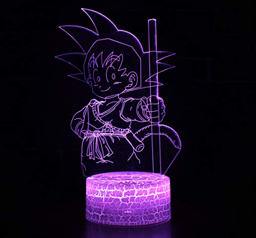 3D Lámpara óptico Illusions Luz Nocturna, CKW 7 Colores Cambio de Botón Táctil y Cable USB para Cumpleaños, Navidad Regalos de Mujer Bebes Hombre Niños Amigas (Dragon ball 10)