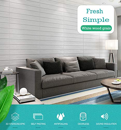 3D Paneles de la Pared,DIY Imitación Madera Grano Autoadhesivo Impermeable Papel Pintado 23.5inch*23.5inch(10 PCS)