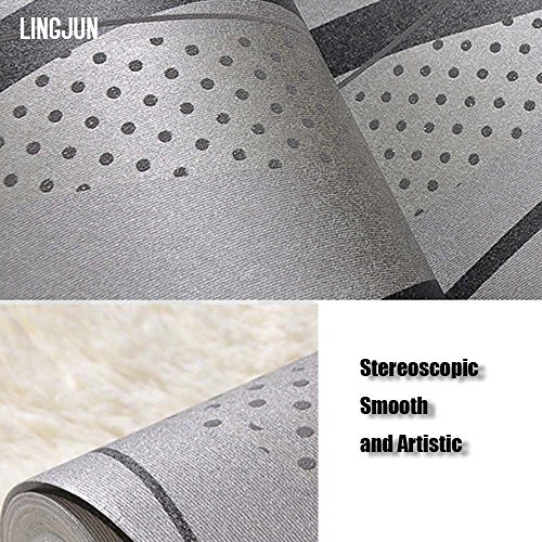 3D Papel Pintado o Papel de Pared de Estilo Moderno y Simple con Dibujos de Planta Acuática de Agrupación de Estampado para Decoración de Salones y Habitaciones (Dibujo de rayas gris)