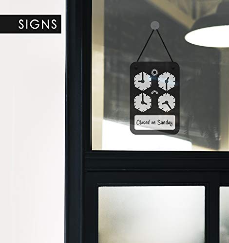 3DP Signs - Design para Personalizar - Cartel Horario de Apertura Ajustable - Polygonal OH04 - Placa Horario para Tiendas, Cartel horario Comercio, Placa horario Comercial, Cartel horario Negocio