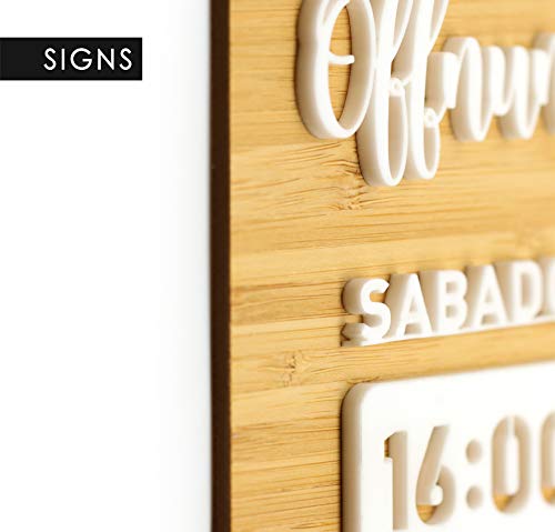 3DP Signs - Design para Personalizar - Cartel Horario de Apertura - Shabby Chic OH01 - Placa Horario para Tiendas, Cartel horario Comercio, Placa horario Comercial, Cartel horario Negocio (Inglés)