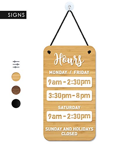 3DP Signs - Design para Personalizar - Cartel Horario de Apertura - Shabby Chic OH01 - Placa Horario para Tiendas, Cartel horario Comercio, Placa horario Comercial, Cartel horario Negocio (Inglés)