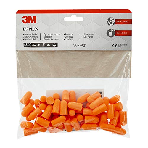 3M 1100C30 tapón de oido Reusable ear plug Naranja 30 pieza(s) - Tapones de oido (Reusable ear plug, Naranja, Alámbrico, 37 dB, 110 dB, Bolsa de plástico)