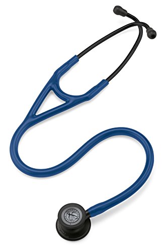 3M Littmann Cardiology IV Fonendoscopio, campana de acabado en color negro, tubo azul marino, vástago y auriculares negros, 68 cm, 6168