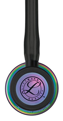 3M Littmann Cardiology IV Fonendoscopio, campana de acabado en colores del arco iris, tubo, vástago y auriculares negros, 68 cm, 6165