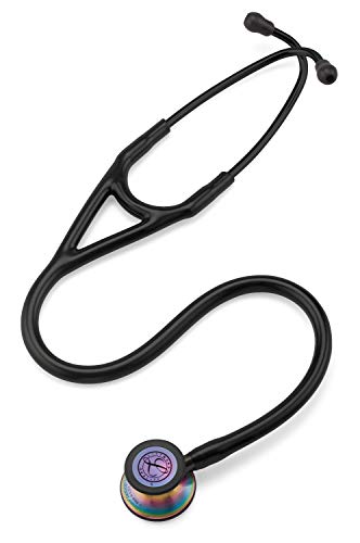 3M Littmann Cardiology IV Fonendoscopio, campana de acabado en colores del arco iris, tubo, vástago y auriculares negros, 68 cm, 6165
