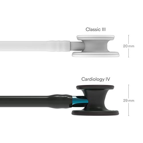 3M Littmann Cardiology IV Fonendoscopio para Diagnóstico, Campana de Acabado Negro, Tubo y Auricular en Color Negro y Vástago Azul, 68.5 cm
