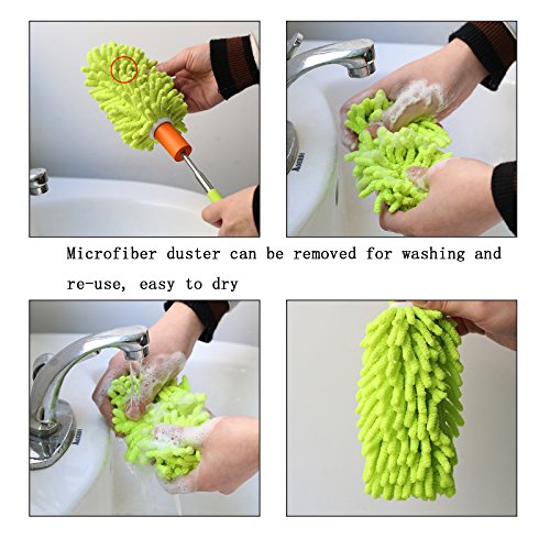3pcs Plumero de Microfibra,SEELOK Plumeros para el Polvo Extensible Atrapapolvo Muebles Productos de Limpieza de la Casa para Limpiar Esquina Techo Ventanas Persianas Tela de Araña