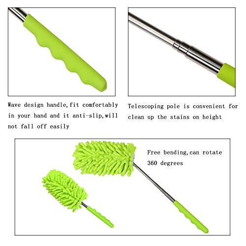 3pcs Plumero de Microfibra,SEELOK Plumeros para el Polvo Extensible Atrapapolvo Muebles Productos de Limpieza de la Casa para Limpiar Esquina Techo Ventanas Persianas Tela de Araña