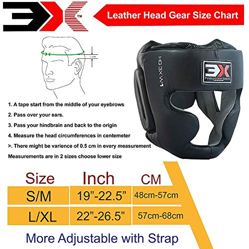 3X Professional Choice Protección para la Cabeza Piel de Vaca Boxeo MMA Protector Protección para la Cabeza Lucha contra la Cabeza Casco Sparring
