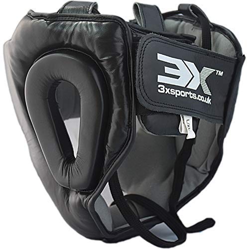 3X Professional Choice Protección para la Cabeza Piel de Vaca Boxeo MMA Protector Protección para la Cabeza Lucha contra la Cabeza Casco Sparring