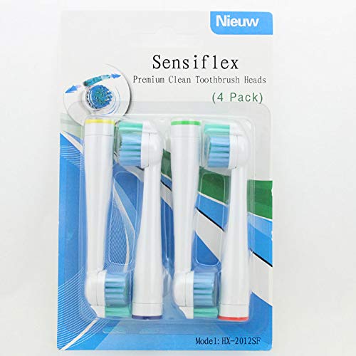 4 cabezales de repuesto para cepillo de dientes eléctrico Philips Sonicare Sensiflex HX2014 / HX1600 / HX2012 (4)