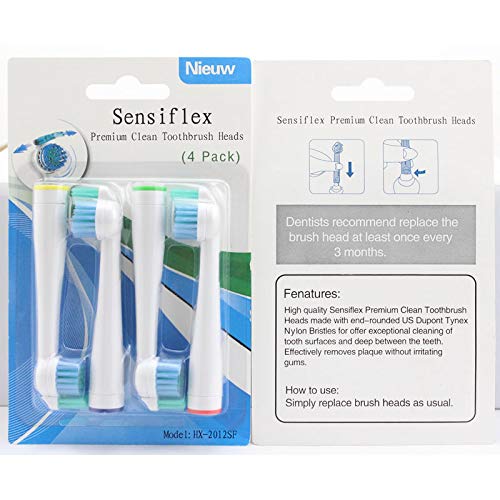 4 cabezales de repuesto para cepillo de dientes eléctrico Philips Sonicare Sensiflex HX2014 / HX1600 / HX2012 (4)