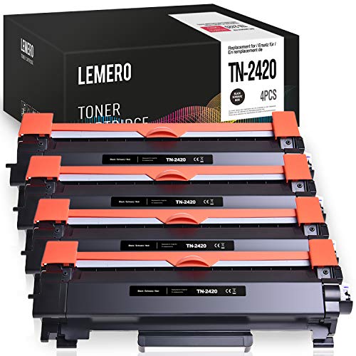 4 LEMERO Compatible Brother TN-2420 TN2420 TN-2410 [con Chip] Cartuchos de Toner para HL-L2310D HL-L2350DN HL-L2370DN HL-L2375DW MFC-L2710DN MFC-L2710DW MFC-L2730DW MFC-L2750DW DCP-L2510D DCP-L2530DW