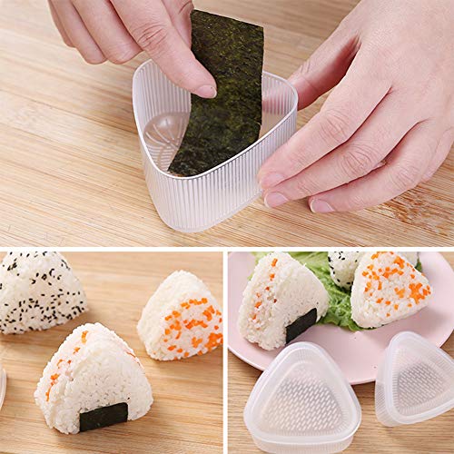 4 moldes para sushi con forma triangular para hacer bolas de arroz caja de 5 rollos de plástico para moldes para sushi con tapa molde para sushi Nigiri con mango largo kit de moldes para prensas Bento