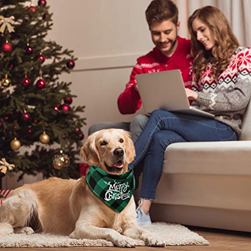 4 Pañuelos de Perro de Navidad Bufanda de Mascota Clásica a Cuadros Babero Triangular Reversible, Pañuelo de Cachorro Accesorio de Disfraz de Árbol de Navidad Muñeco de Nieve Papá Noel para Mascotas