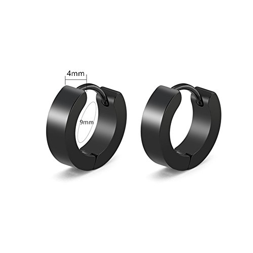 4 Pares de Pendientes Hombre Mujer Aretes Set Acero Inoxidable Pendientes Piercing Aretes de Moda 9MM