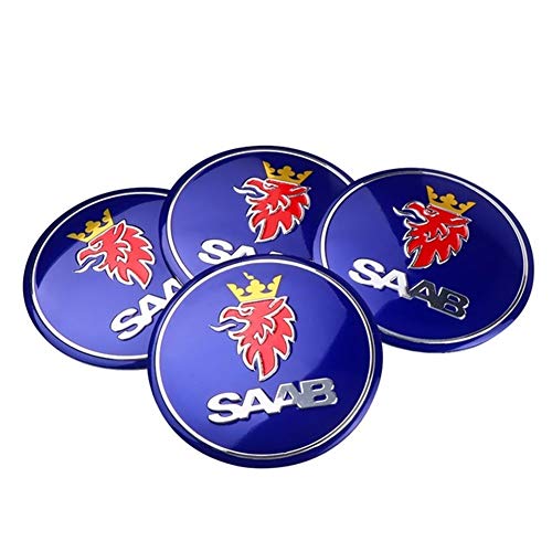 4 PC del coche del casquillo del centro de rueda Styling Cubierta del Cubo Pegatinas Placa Decoración for Saab 9-3 9-5 93 900 9000 Emblema Decal Accesorios for automóviles ( Color Name : For SAAB )