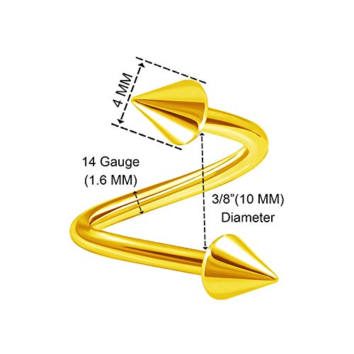 4 piercings de acero inoxidable trenzados de calibre 14 con punta de 4 mm para nariz, cartílago, joyas, Spider Bite, varios tamaños