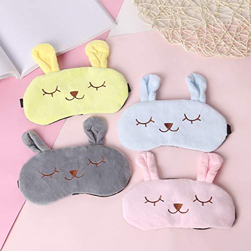 4 Piezas Animales Dormir Máscara, Animal Sueño Antifaz Viajes Resto, Ajustable Linda Ojos Antifaz para Niña Mujeres Niños(4 colores)