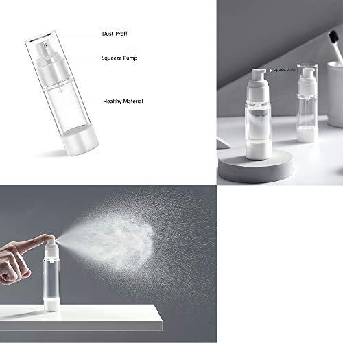 4 Piezas Botella de Spray de Viaje Portátil, Botellas de Bomba Sin Aire Plastico Envases Cosmetica Contenedor Rellenable de Viajes, para Aceites Esenciales Viajes Perfumes Loción(30ml, 50ml)