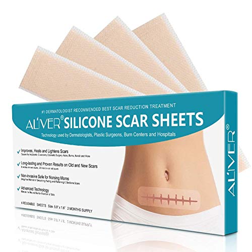 4 Piezas Cicatrices Tratamiento Parches, Fast & Effective Removes Scars for C-Sections, Acne, Surgery, Burn and More, Reusable Scar Strips