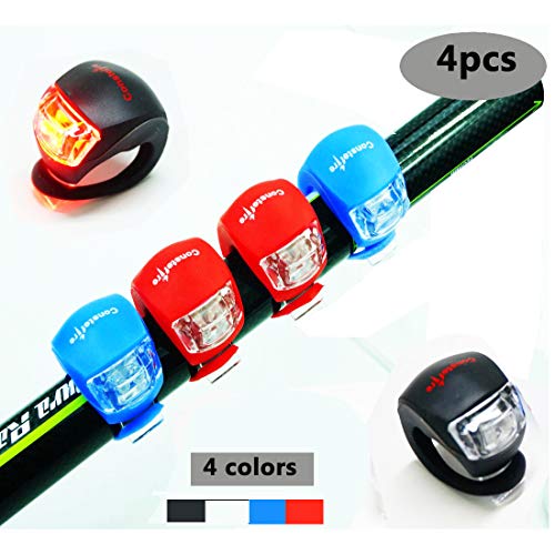 4 Piezas LED Clip-On Silicon Band Luces de Bicicleta Lámpara Luz LED para Bicicleta Super Brillante Luz Bici Frontal y Trasera ，Satisfacción al 100% y ¡Libre de Riesgos!