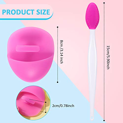 4 Piezas Pinceles de Labios Exfoliante de Silicona Herramientas Exfoliantes de Labios de Doble Cara y 4 Cepillos Exfoliante de Silicona para Fregado Facial Cepillos de Limpieza Facial