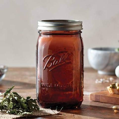 4 tarros Ball de ámbar de 946 ml, con boca ancha y libro de recetas