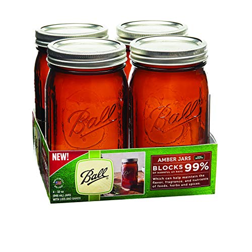 4 tarros Ball de ámbar de 946 ml, con boca ancha y libro de recetas