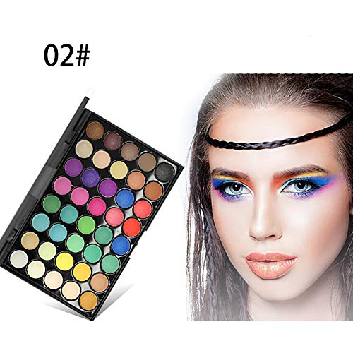 40 colores de sombra de ojos paleta Pro Nude Natural y la combinación de los colores vivos y maquillaje de ojos mate de alta pigmentación sombra de ojos cosméticos conjunto (02)