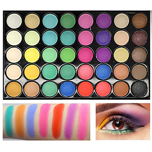 40 colores de sombra de ojos paleta Pro Nude Natural y la combinación de los colores vivos y maquillaje de ojos mate de alta pigmentación sombra de ojos cosméticos conjunto (02)