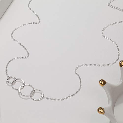 40 cumpleaños regalos para mujer – Plata de ley Infinity 4 círculo 4 décadas collar, día de la madre joyería