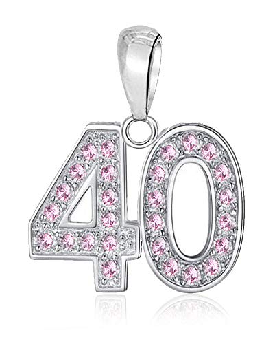 40 feliz cumpleaños Charm abalorios para mujer pandora charm pulsera - Plata de ley 925 dijes con circonita rosa - 40 º
