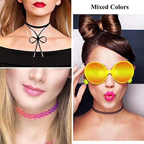 40 Piezas Stretch Gótico Tatuaje Henna Collar Negro de Terciopelo Choker Conjunto de Collar Henna Tattoo Choker Conjunto gargantilla elástica para mujeres y niñas