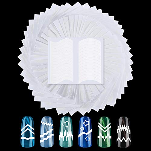 4000 Piezas Pegatinas de Uñas de Manicura Francesa, Calcomanías Autoadhesivas de Guías de Puntas de Uñas Plantillas de Arte para Herramientas de Bricolaje Decoración de Manicura de Uñas, 96 Hojas