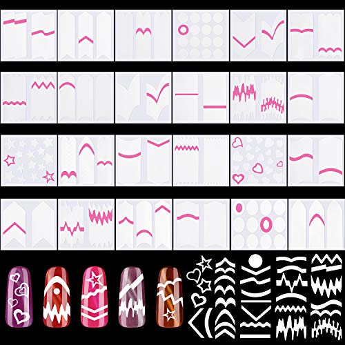 4000 Piezas Pegatinas de Uñas de Manicura Francesa, Calcomanías Autoadhesivas de Guías de Puntas de Uñas Plantillas de Arte para Herramientas de Bricolaje Decoración de Manicura de Uñas, 96 Hojas
