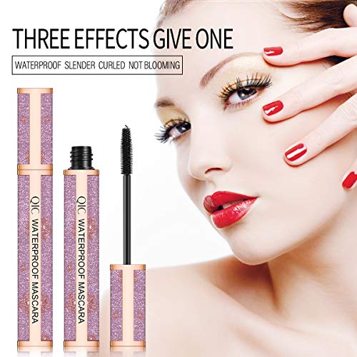 4D Silk Fiber Lash Mascara, Fiber Mascara, Waterproof Mascara, Natural Thick Thickening and Alargamiento Mascara Durando todo el día.